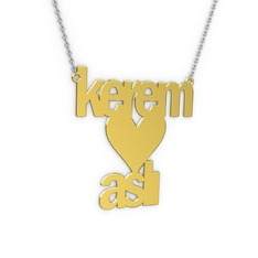 14 ayar altın kolye (9 karakterli arial, 40 cm gümüş rolo zincir)