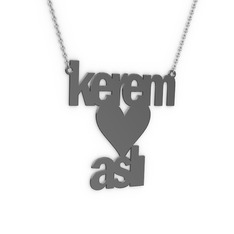 925 ayar siyah rodyum kaplama gümüş kolye (9 karakterli arial, 40 cm gümüş rolo zincir)