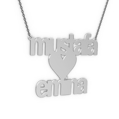 8 ayar beyaz altın kolye (12 karakterli arial, 40 cm gümüş rolo zincir)