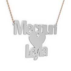 8 ayar beyaz altın kolye (11 karakterli arial, 40 cm rose altın rolo zincir)