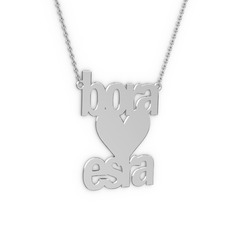 14 ayar beyaz altın kolye (8 karakterli arial, 40 cm beyaz altın rolo zincir)