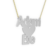 İsim Kalp Kolye - 925 ayar gümüş kolye (7 karakterli arial, 40 cm altın rolo zincir) #1qnbptt