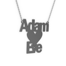 925 ayar siyah rodyum kaplama gümüş kolye (7 karakterli arial, 40 cm beyaz altın rolo zincir)