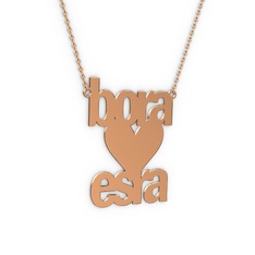 İsim Kalp Kolye - 8 ayar rose altın kolye (8 karakterli arial, 40 cm rose altın rolo zincir) #5knwu5