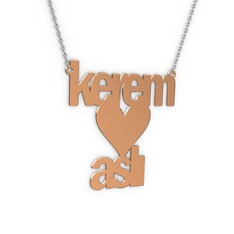 İsim Kalp Kolye - 14 ayar rose altın kolye (9 karakterli arial, 40 cm gümüş rolo zincir) #8l9z1r
