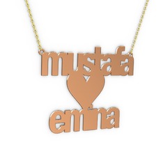 14 ayar rose altın kolye (12 karakterli arial, 40 cm altın rolo zincir)