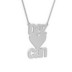 İsim Kalp Kolye - 8 ayar beyaz altın kolye (6 karakterli arial, 40 cm beyaz altın rolo zincir) #eaq8ts