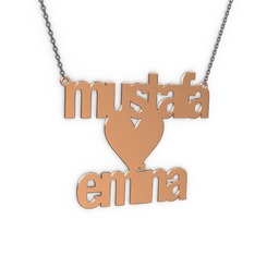 925 ayar rose altın kaplama gümüş kolye (12 karakterli arial, 40 cm gümüş rolo zincir)