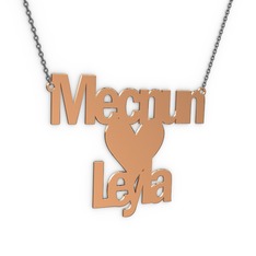 İsim Kalp Kolye - 8 ayar rose altın kolye (11 karakterli arial, 40 cm gümüş rolo zincir) #meghgd