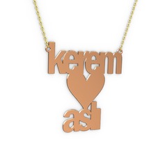 14 ayar rose altın kolye (9 karakterli arial, 40 cm altın rolo zincir)
