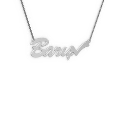 Tik İşaretli İsim Kolye - 8 ayar beyaz altın kolye (5 karakterli el yazısı, 40 cm gümüş rolo zincir) #11hd601