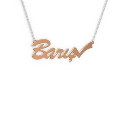 18 ayar rose altın kolye (5 karakterli el yazısı, 40 cm gümüş rolo zincir)