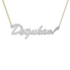 14 ayar beyaz altın kolye (7 karakterli el yazısı, 40 cm altın rolo zincir)