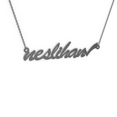 Tik İşaretli İsim Kolye - 925 ayar siyah rodyum kaplama gümüş kolye (8 karakterli el yazısı, 40 cm gümüş rolo zincir) #18n4otb