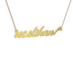 Tik İşaretli İsim Kolye - 8 ayar altın kolye (8 karakterli el yazısı, 40 cm rose altın rolo zincir) #1dto3ly