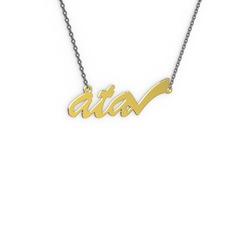 925 ayar altın kaplama gümüş kolye (3 karakterli el yazısı, 40 cm gümüş rolo zincir)