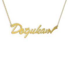 Tik İşaretli İsim Kolye - 925 ayar altın kaplama gümüş kolye (7 karakterli el yazısı, 40 cm altın rolo zincir) #1vdi32y