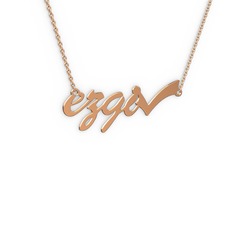 18 ayar rose altın kolye (4 karakterli el yazısı, 40 cm rose altın rolo zincir)