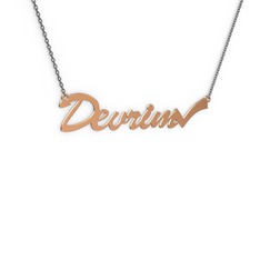 18 ayar rose altın kolye (6 karakterli el yazısı, 40 cm gümüş rolo zincir)