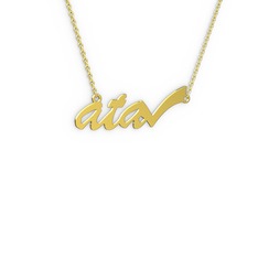 Tik İşaretli İsim Kolye - 14 ayar altın kolye (3 karakterli el yazısı, 40 cm gümüş rolo zincir) #7lxmq8