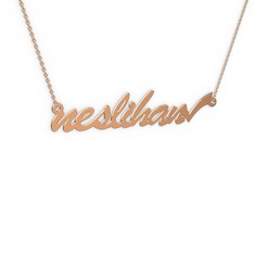 Tik İşaretli İsim Kolye - 18 ayar rose altın kolye (8 karakterli el yazısı, 40 cm rose altın rolo zincir) #ar5w6c