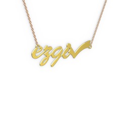 8 ayar altın kolye (4 karakterli el yazısı, 40 cm rose altın rolo zincir)
