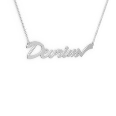 Tik İşaretli İsim Kolye - 8 ayar beyaz altın kolye (6 karakterli el yazısı, 40 cm beyaz altın rolo zincir) #o2pxb2