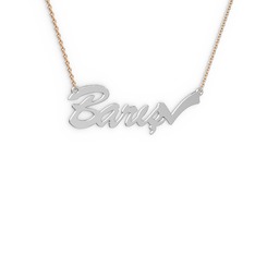 925 ayar gümüş kolye (5 karakterli el yazısı, 40 cm rose altın rolo zincir)