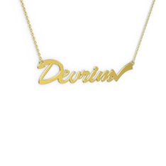 Tik İşaretli İsim Kolye - 14 ayar altın kolye (6 karakterli el yazısı, 40 cm altın rolo zincir) #uy48br