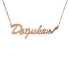 Tik İşaretli İsim Kolye - 18 ayar rose altın kolye (7 karakterli el yazısı, 40 cm rose altın rolo zincir) #vk4tyw