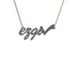 925 ayar siyah rodyum kaplama gümüş kolye (4 karakterli el yazısı, 40 cm gümüş rolo zincir)