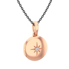 Swarovski 18 ayar rose altın kolye (40 cm gümüş rolo zincir)