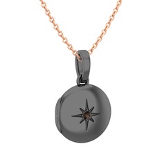 Yadigar Madalyon Kolye - Dumanlı kuvars 925 ayar siyah rodyum kaplama gümüş kolye (40 cm gümüş rolo zincir) #13ua4gb