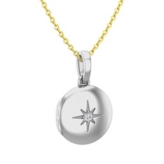 Swarovski 14 ayar beyaz altın kolye (40 cm altın rolo zincir)