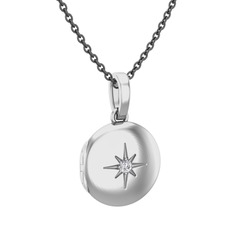 Yadigar Madalyon Kolye - Beyaz zirkon 925 ayar gümüş kolye (40 cm gümüş rolo zincir) #1f9x9ld