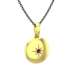 Yadigar Madalyon Kolye - Ametist 925 ayar altın kaplama gümüş kolye (40 cm gümüş rolo zincir) #1pw9brj