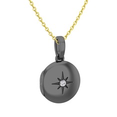 Yadigar Madalyon Kolye - Swarovski 925 ayar siyah rodyum kaplama gümüş kolye (40 cm altın rolo zincir) #1v0fina