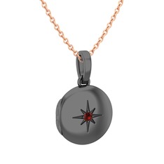 Yadigar Madalyon Kolye - Garnet 925 ayar siyah rodyum kaplama gümüş kolye (40 cm gümüş rolo zincir) #5cser6