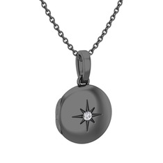 Yadigar Madalyon Kolye - Swarovski 925 ayar siyah rodyum kaplama gümüş kolye (40 cm gümüş rolo zincir) #8r6b62