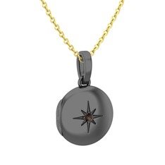 Yadigar Madalyon Kolye - Dumanlı kuvars 925 ayar siyah rodyum kaplama gümüş kolye (40 cm altın rolo zincir) #9chwsv