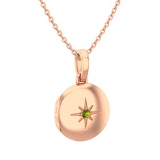Yadigar Madalyon Kolye - Peridot 14 ayar rose altın kolye (40 cm rose altın rolo zincir) #fdwk9x
