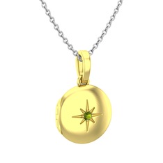 Yadigar Madalyon Kolye - Peridot 925 ayar altın kaplama gümüş kolye (40 cm beyaz altın rolo zincir) #gjnmnk