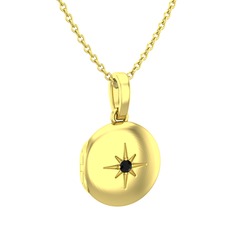 Siyah zirkon 18 ayar altın kolye (40 cm altın rolo zincir)