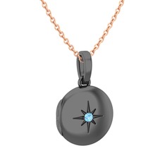 Yadigar Madalyon Kolye - Akuamarin 925 ayar siyah rodyum kaplama gümüş kolye (40 cm gümüş rolo zincir) #pwqsa8