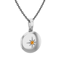 Yadigar Madalyon Kolye - Sitrin 925 ayar gümüş kolye (40 cm gümüş rolo zincir) #ql2i4m