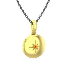 Yadigar Madalyon Kolye - Sitrin 8 ayar altın kolye (40 cm gümüş rolo zincir) #udlpgj