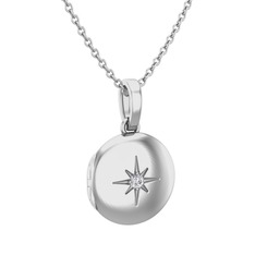 Yadigar Madalyon Kolye - Swarovski 18 ayar beyaz altın kolye (40 cm beyaz altın rolo zincir) #znw3ta