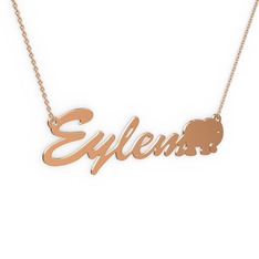 Fil İsim Kolye - 8 ayar rose altın kolye (5 karakterli el yazısı, 40 cm rose altın rolo zincir) #10mfhtf