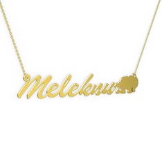 Fil İsim Kolye - 18 ayar altın kolye (8 karakterli el yazısı, 40 cm altın rolo zincir) #151ixx4