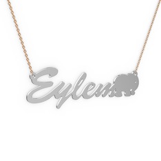 Fil İsim Kolye - 925 ayar gümüş kolye (5 karakterli el yazısı, 40 cm rose altın rolo zincir) #17pnmwb